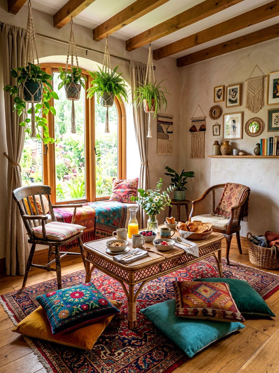 Bohemian Style Breakfast Corner - 30 cozy breakfast corner ideas
