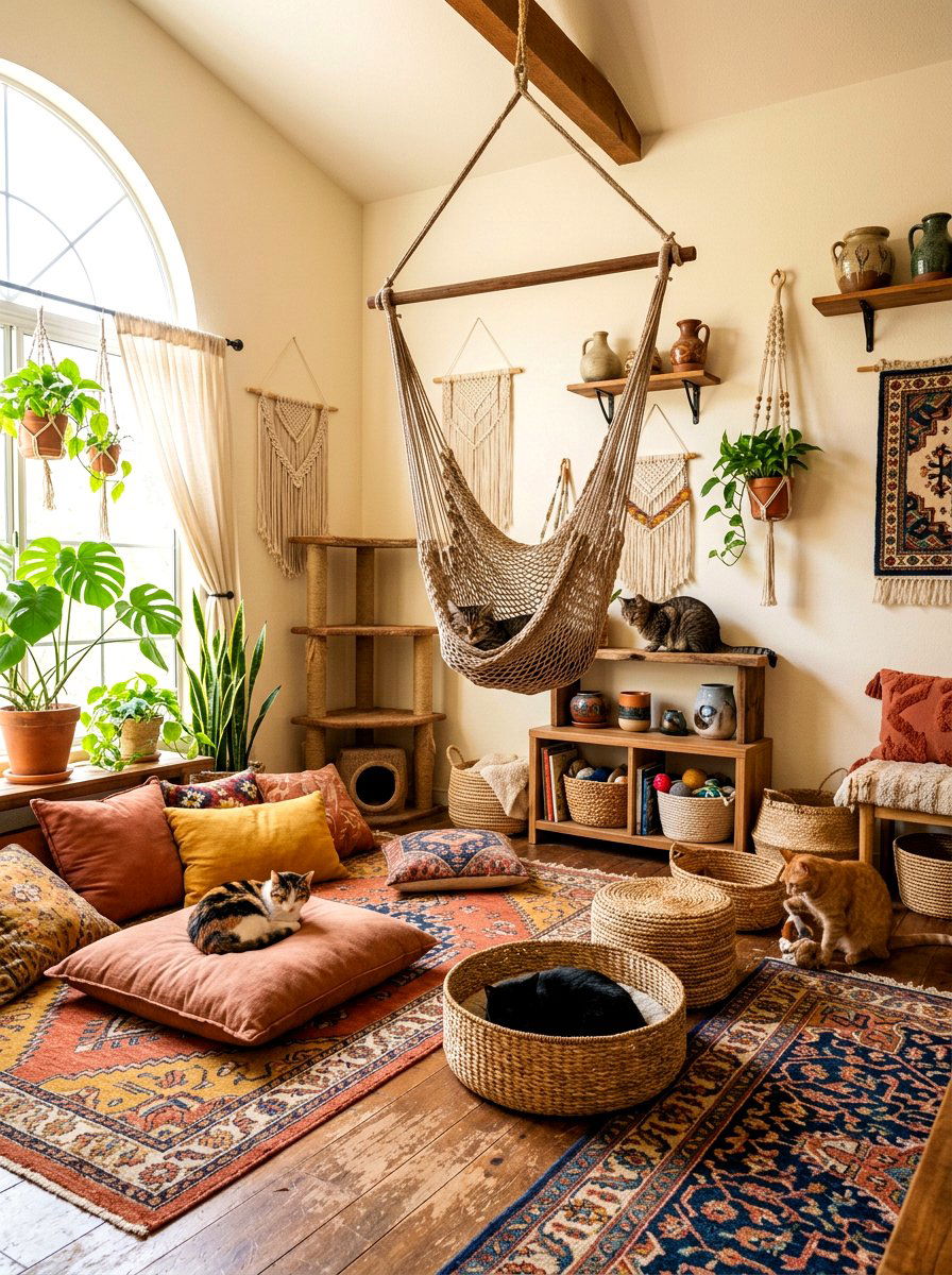Bohemian Style Cat Room - 30 cat room ideas