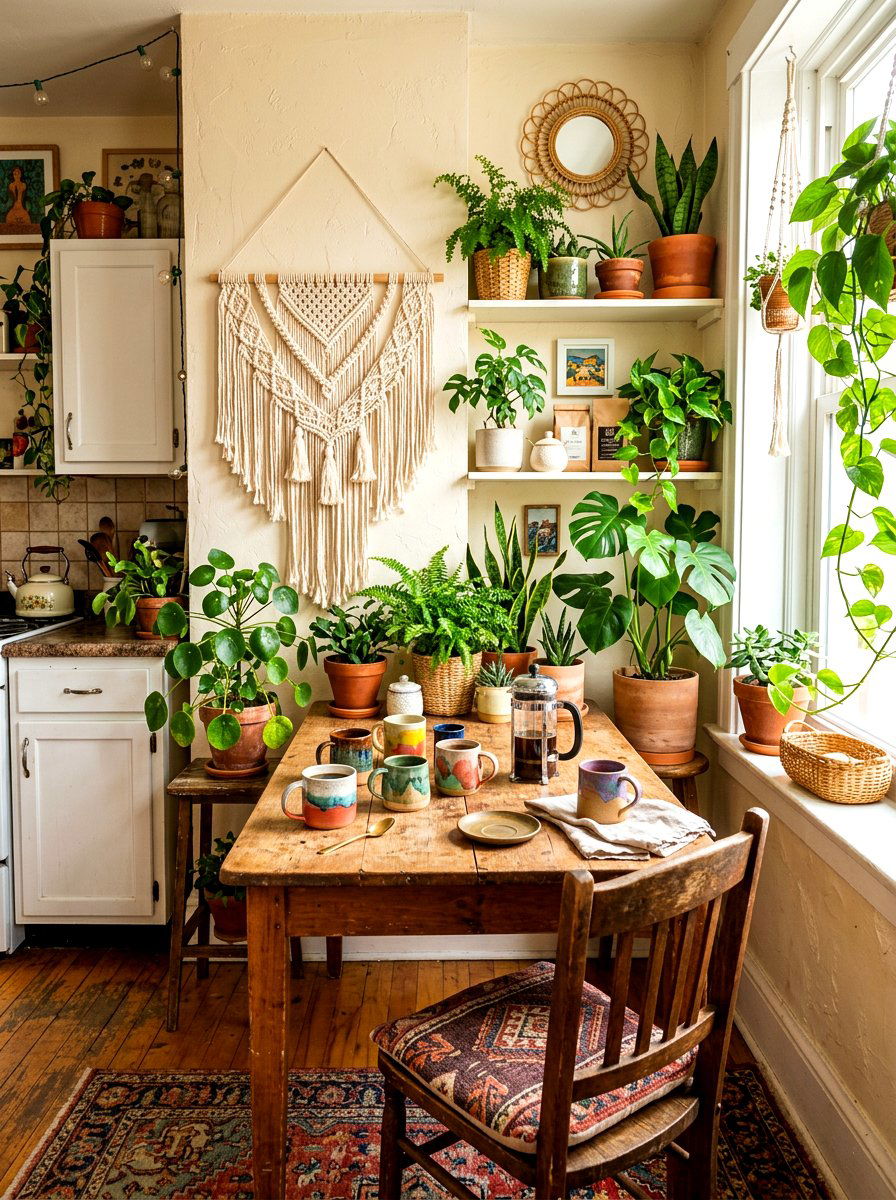 Bohemian Style Coffee Nook - 30 kitchen coffee bar ideas