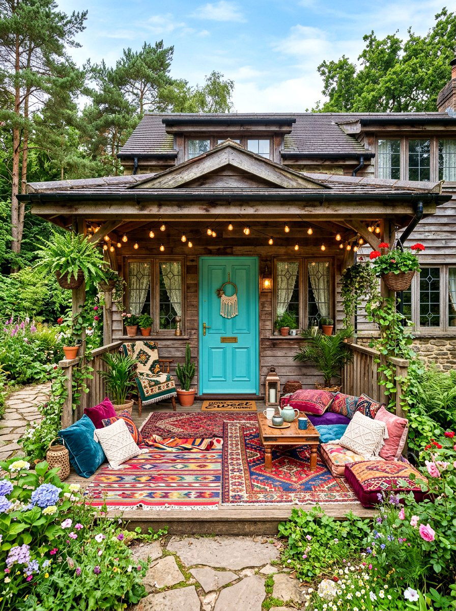 Bohemian Style Cottage - 30 tiny cottage exterior ideas