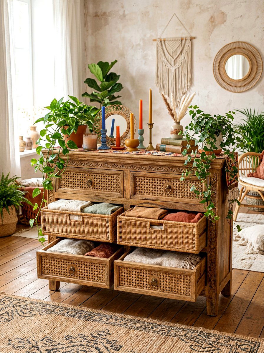 Bohemian Style Dresser - 30 organizing bedroom dresser ideas