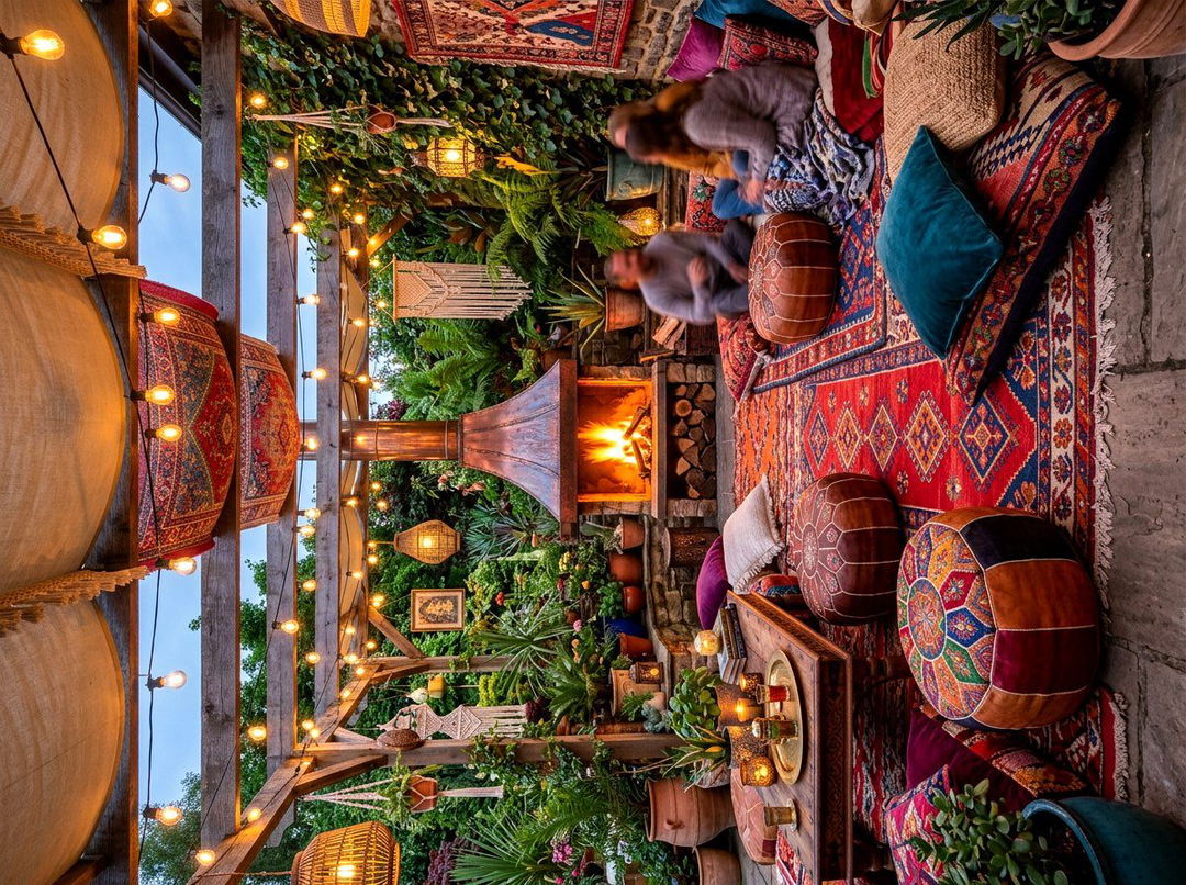 Bohemian Style Fire Lounge - 30 sunken fire lounge ideas