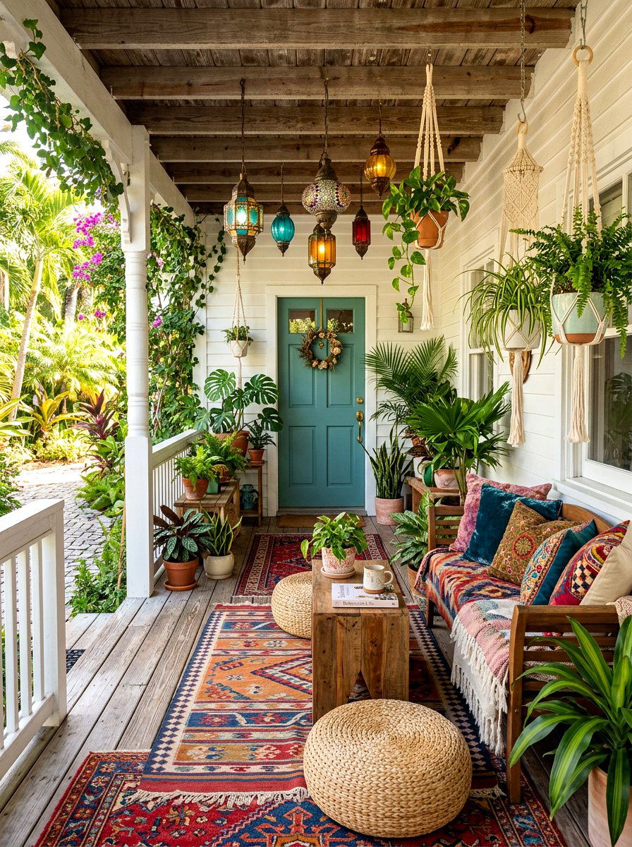 Bohemian Style Front Porch - 30 cozy front porch ideas