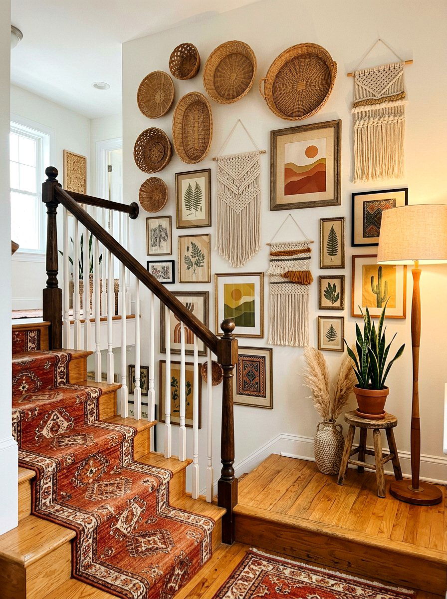 Bohemian Style Gallery Wall - 30 stair landing gallery ideas