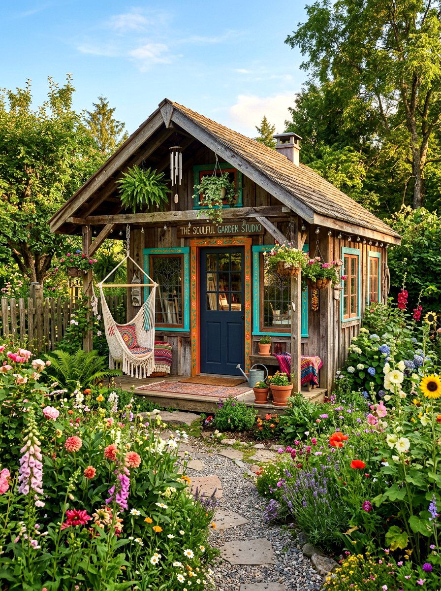 Bohemian Style Garden Studio - 30 office shed garden ideas