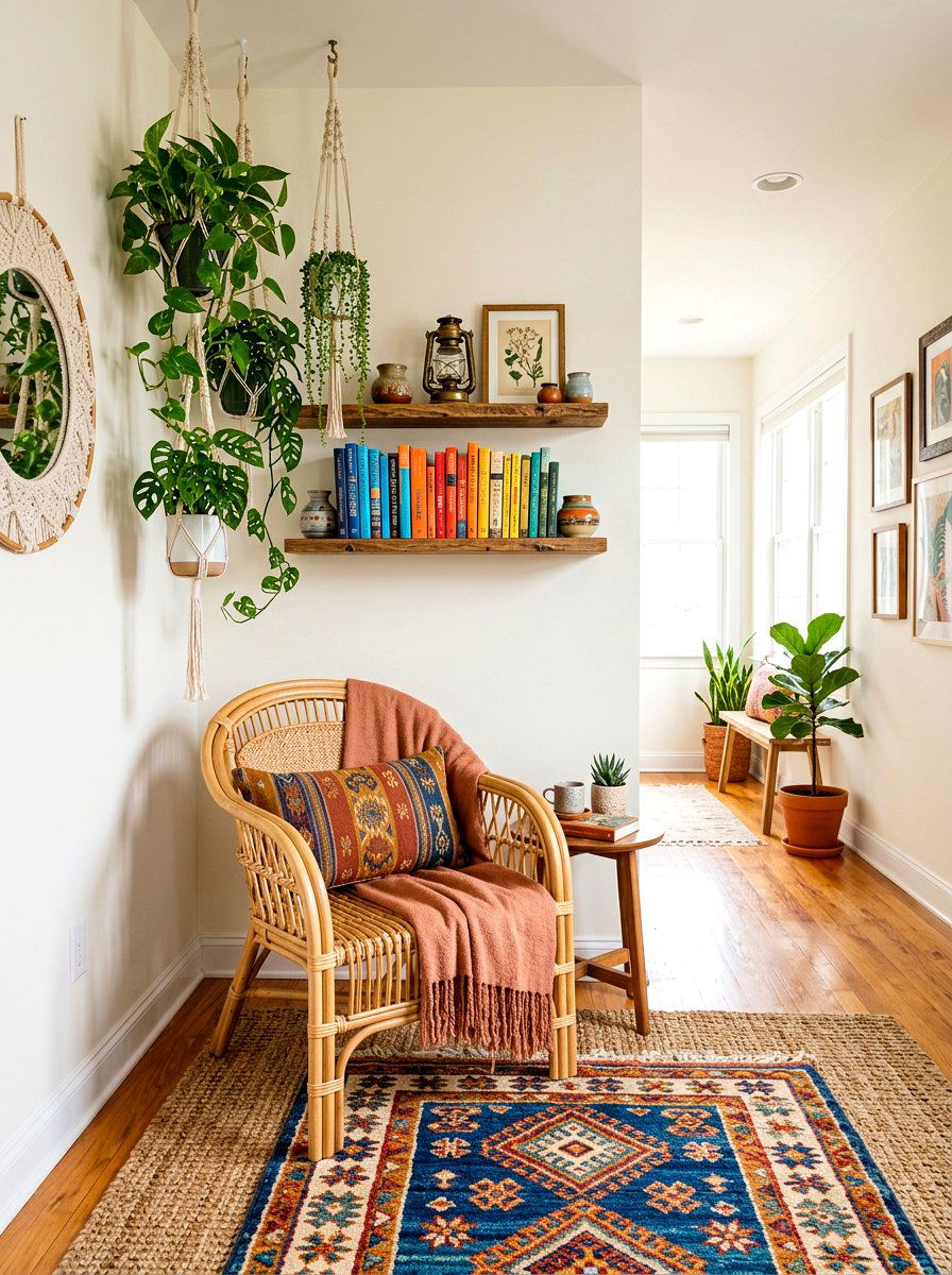 Bohemian Style Hallway Nook - 30 reading hallway ideas