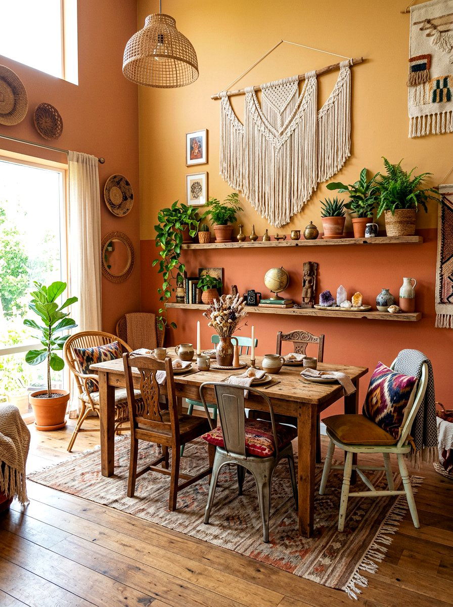 Bohemian Style Ledge Decor - 30 dining room picture ledge ideas