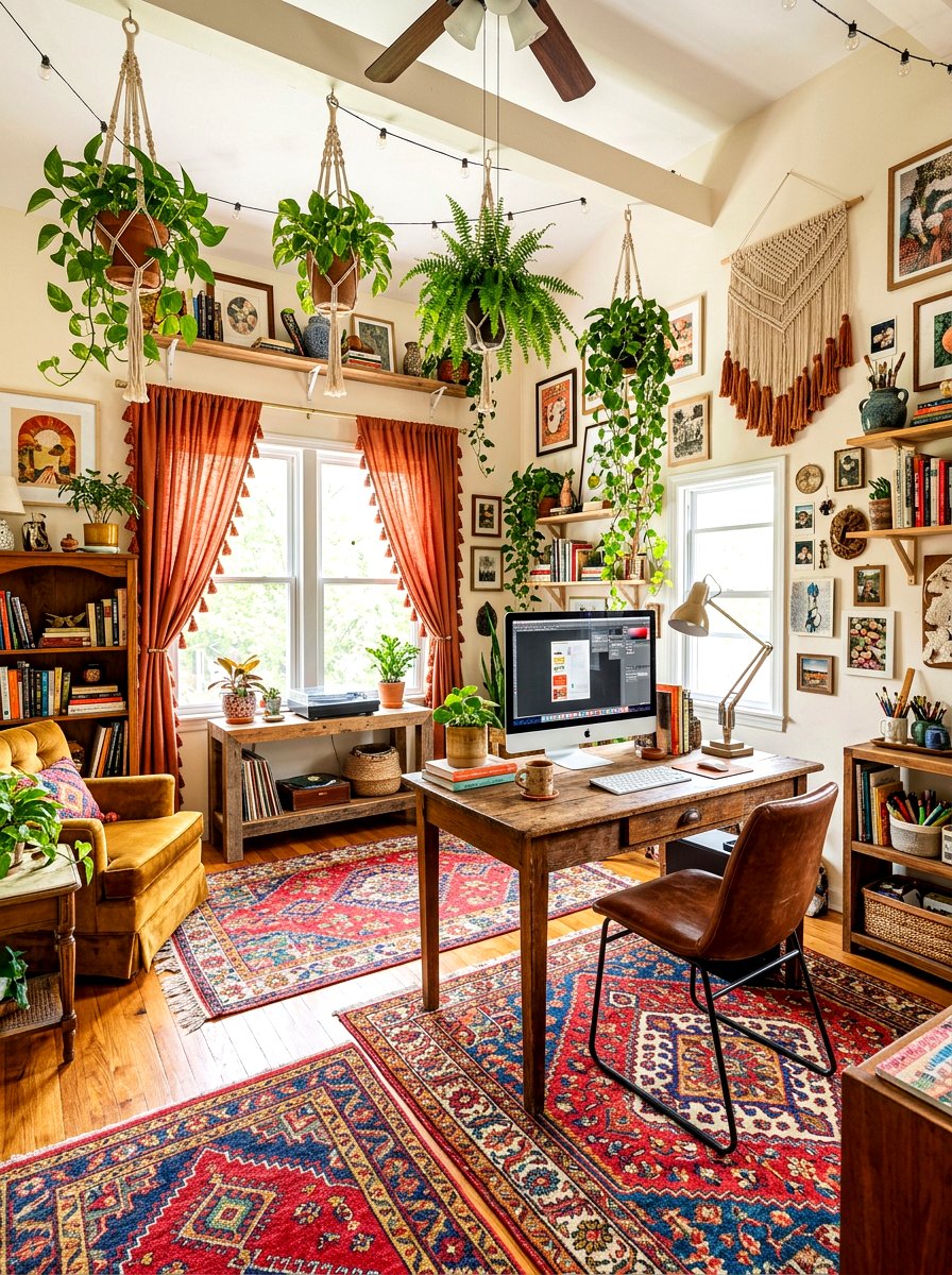Bohemian Style Office Curtains - 30 office curtain ideas
