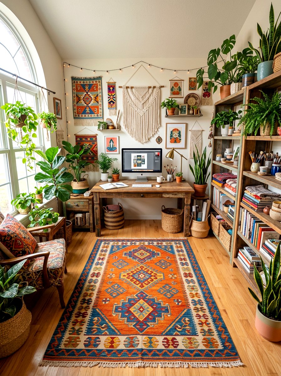 Bohemian Style Office Rug - 30 office rug ideas