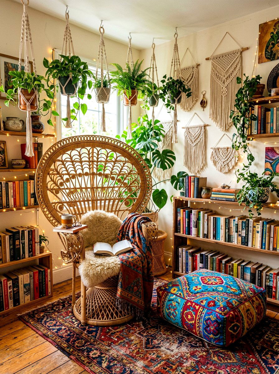 Bohemian Style Reading Nook - 30 reading nook ideas