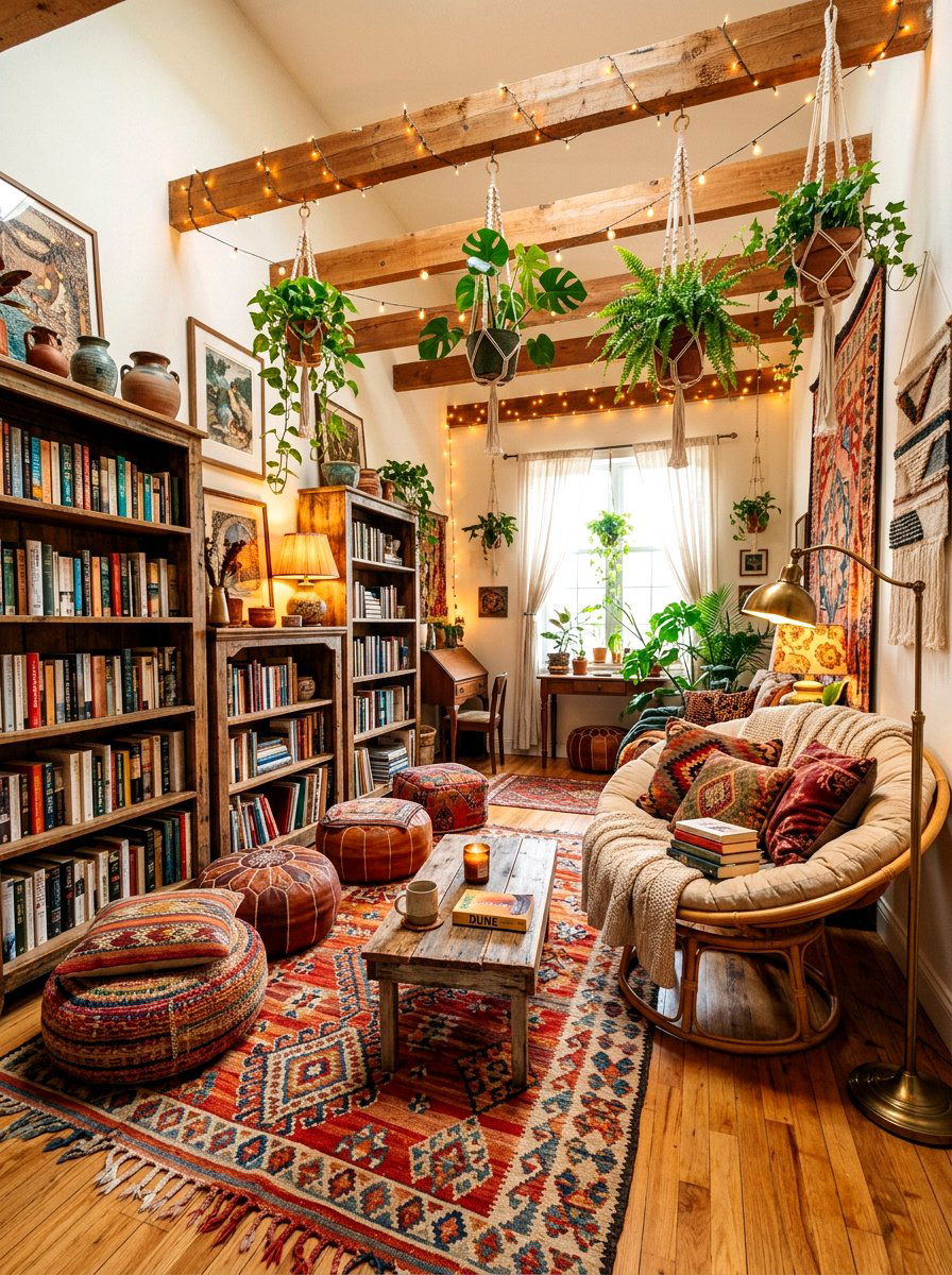 Bohemian Style Reading Room - 30 reading salon living room ideas
