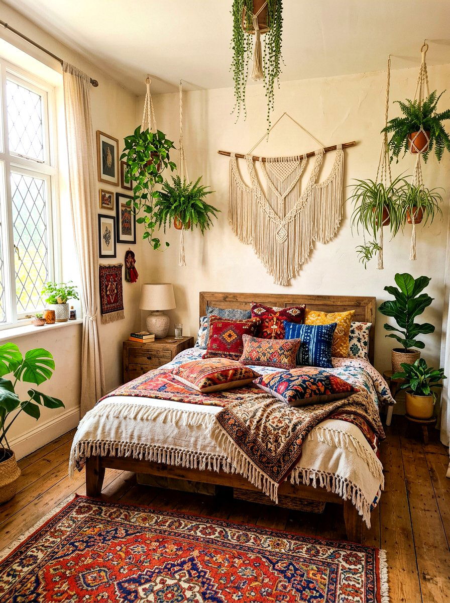 Bohemian Style Studio Bed - 30 studio sleeping nook ideas