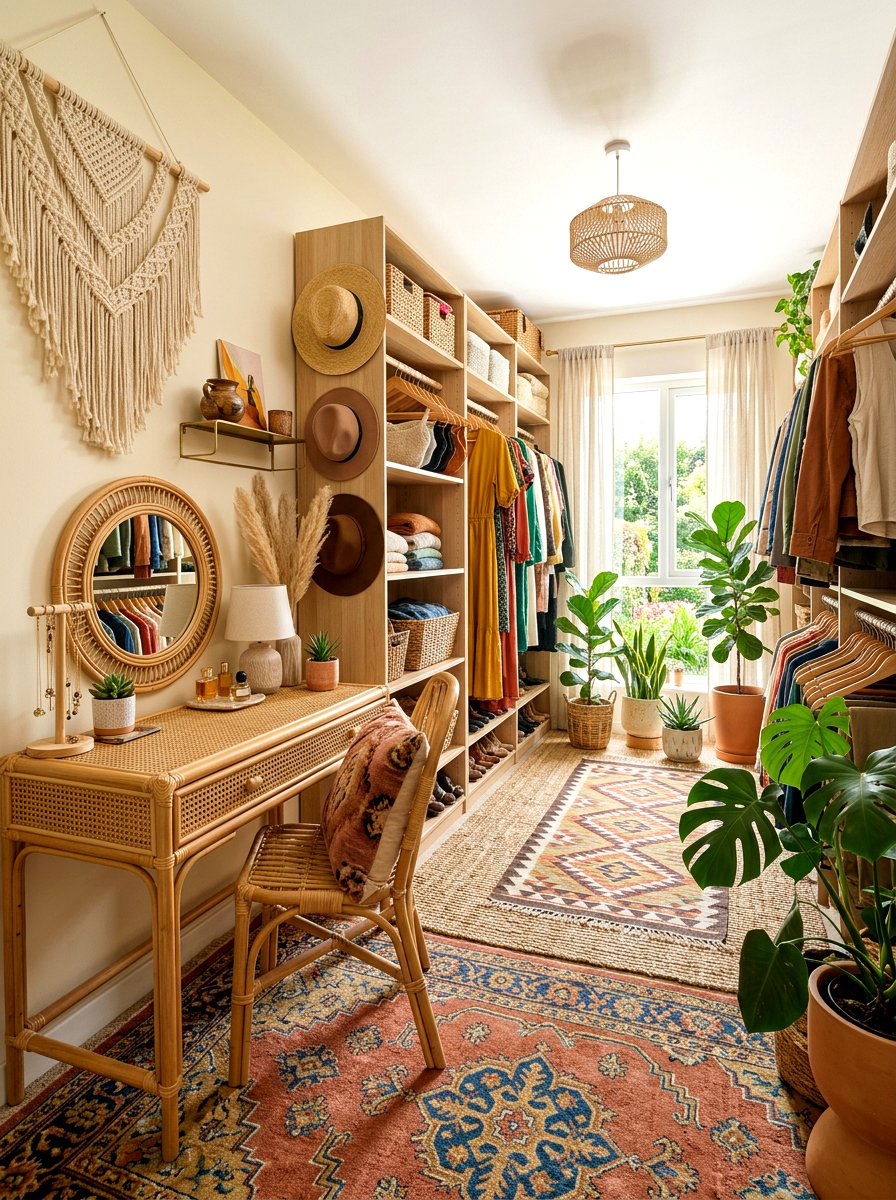 Bohemian Style Walk In Closet - 30 walk in closet vanity ideas
