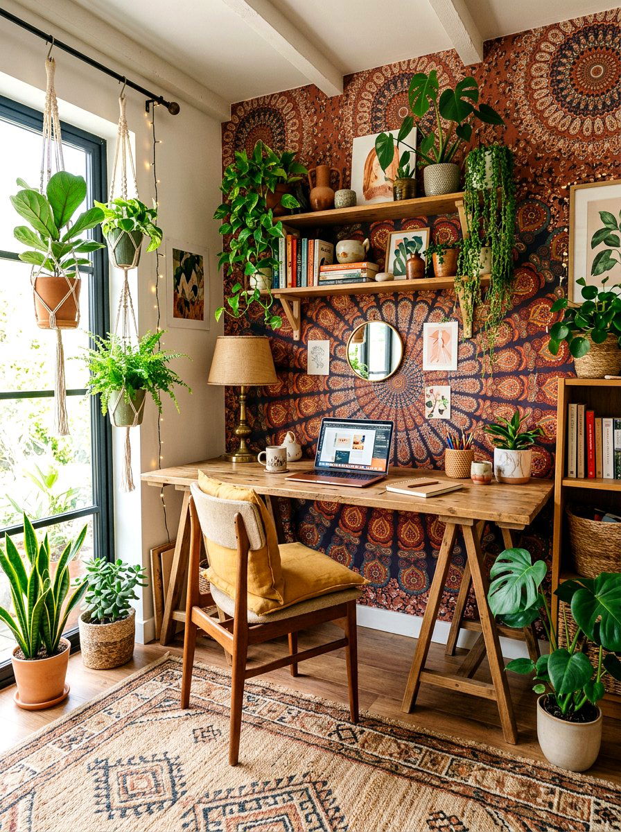 Bohemian Style Wallpaper - 30 office wallpaper ideas