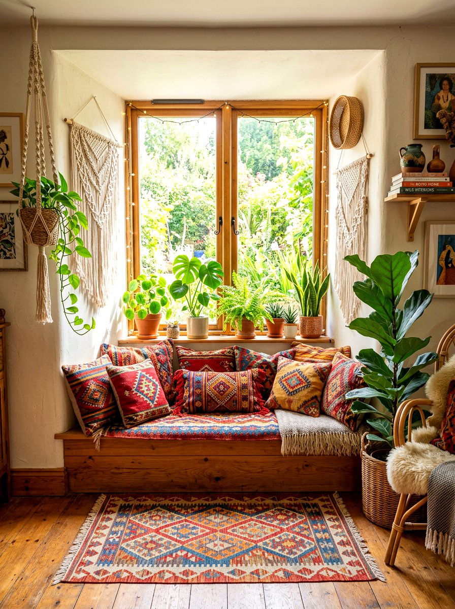 Bohemian Style Window Seat - 30 window seat ideas