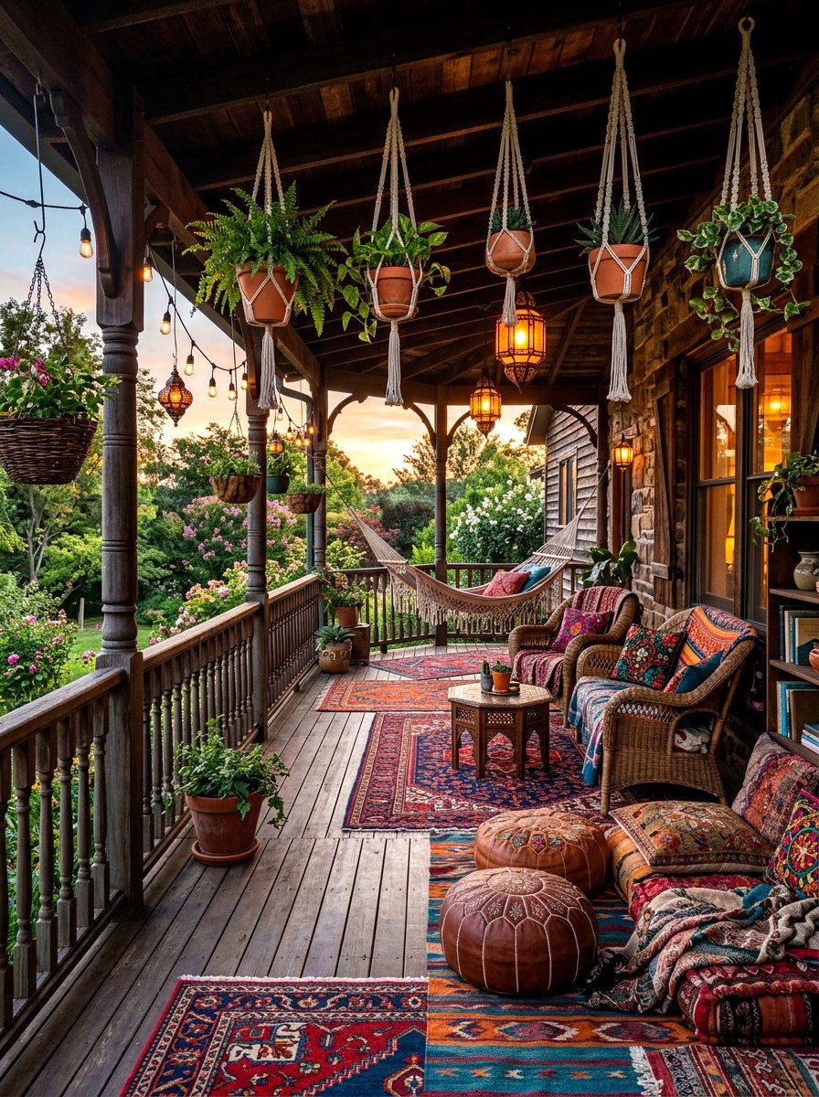 Bohemian Style Wraparound Porch - 30 wraparound porch ideas