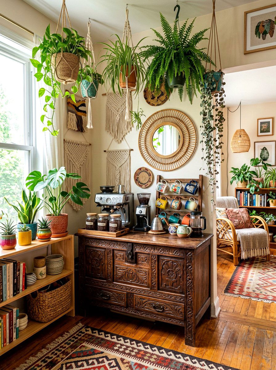 Bohemian Styled Coffee Corner - 30 coffeehouse kitchen corner ideas