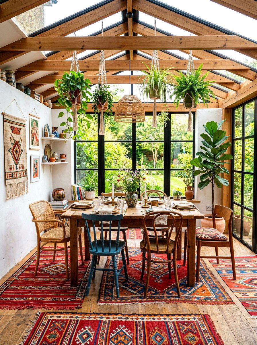 Bohemian Sunroom Dining - 30 sunroom dining ideas
