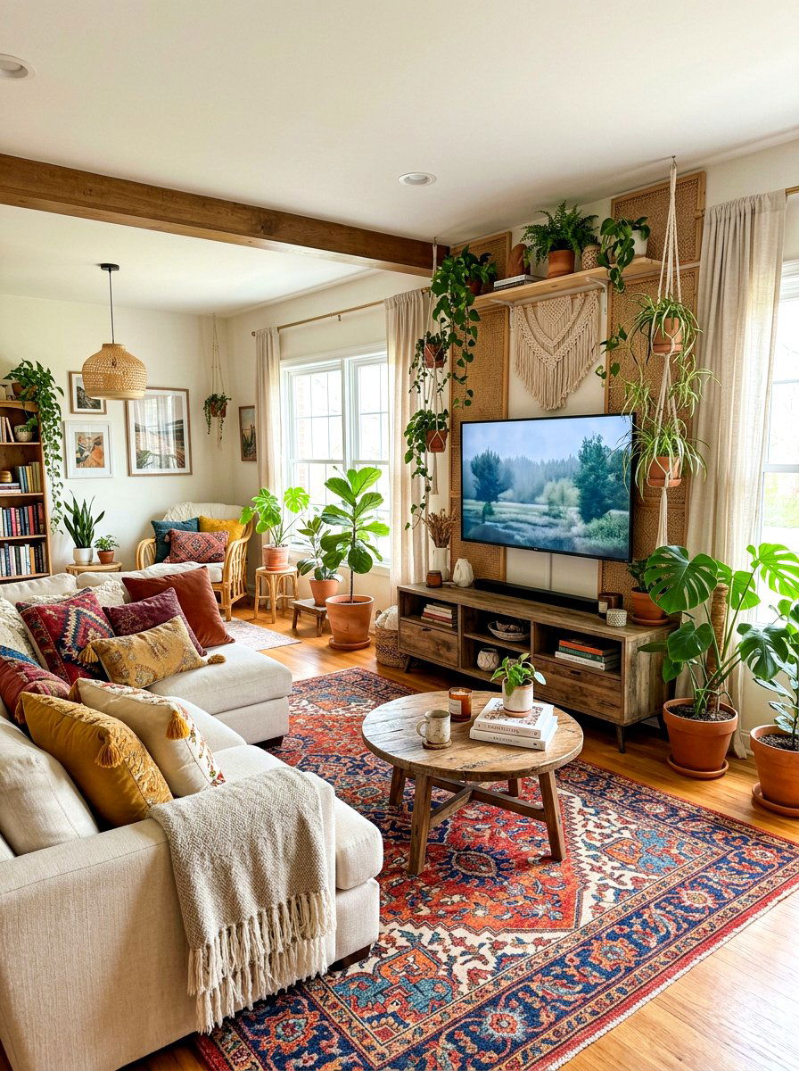 Bohemian TV Wall - 30 TV wall panel ideas
