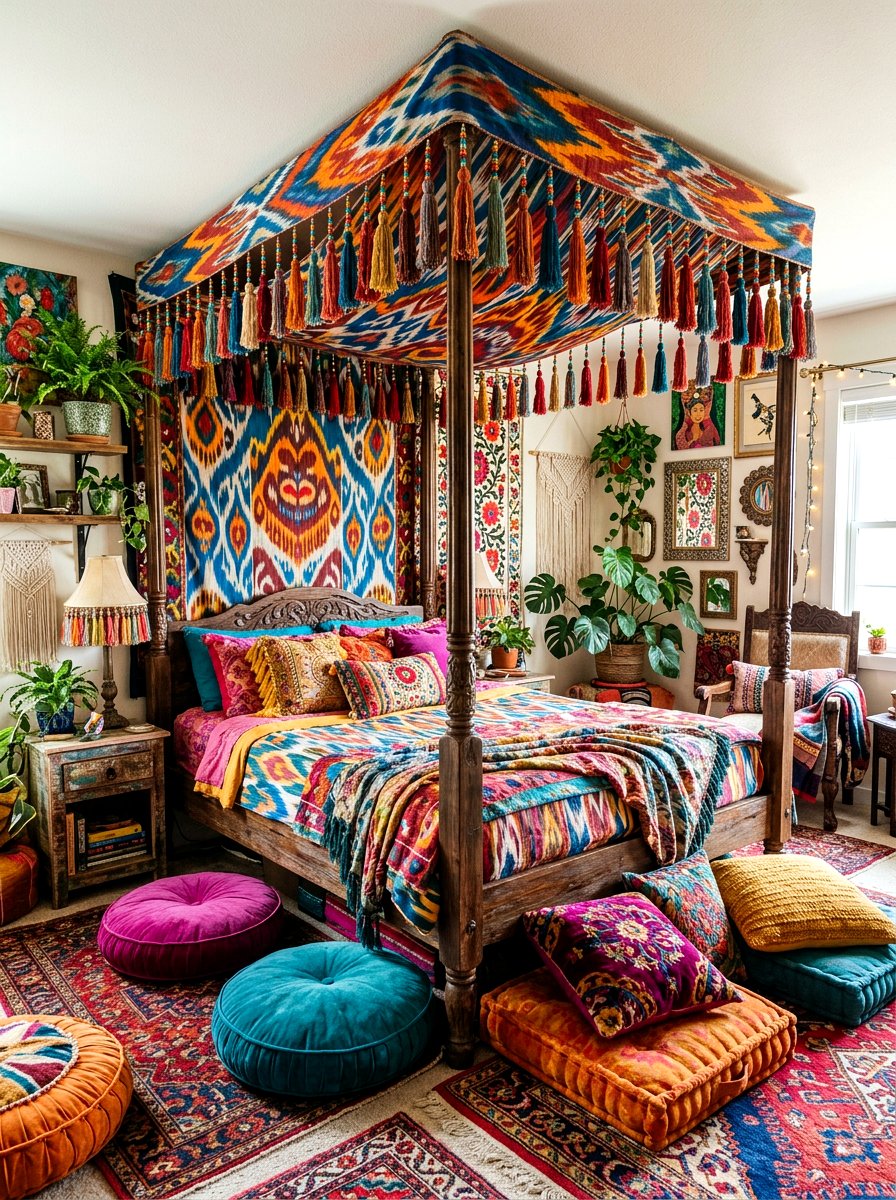 Bohemian Tassel Canopy Bed - 30 canopy drape bed ideas