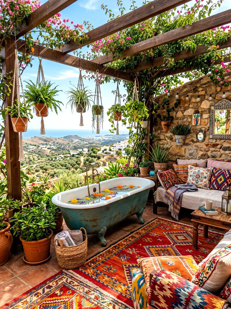 Bohemian Terrace Chill Zone - 30 ice bath room ideas