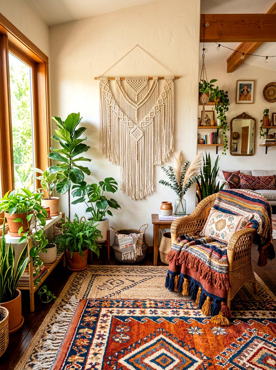Bohemian Textile Decor - 30 apartment patio ideas