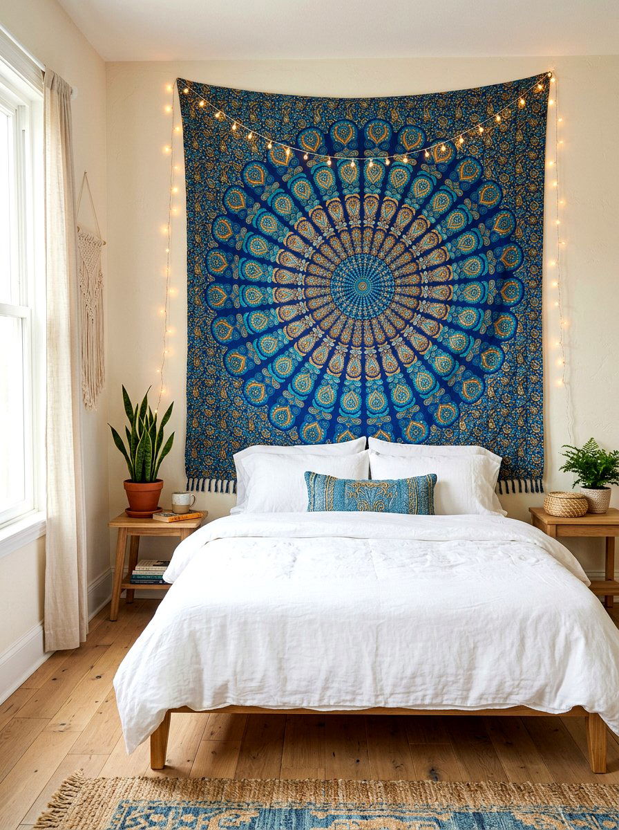 Bohemian Wall Tapestry - 30 dorm bed ideas