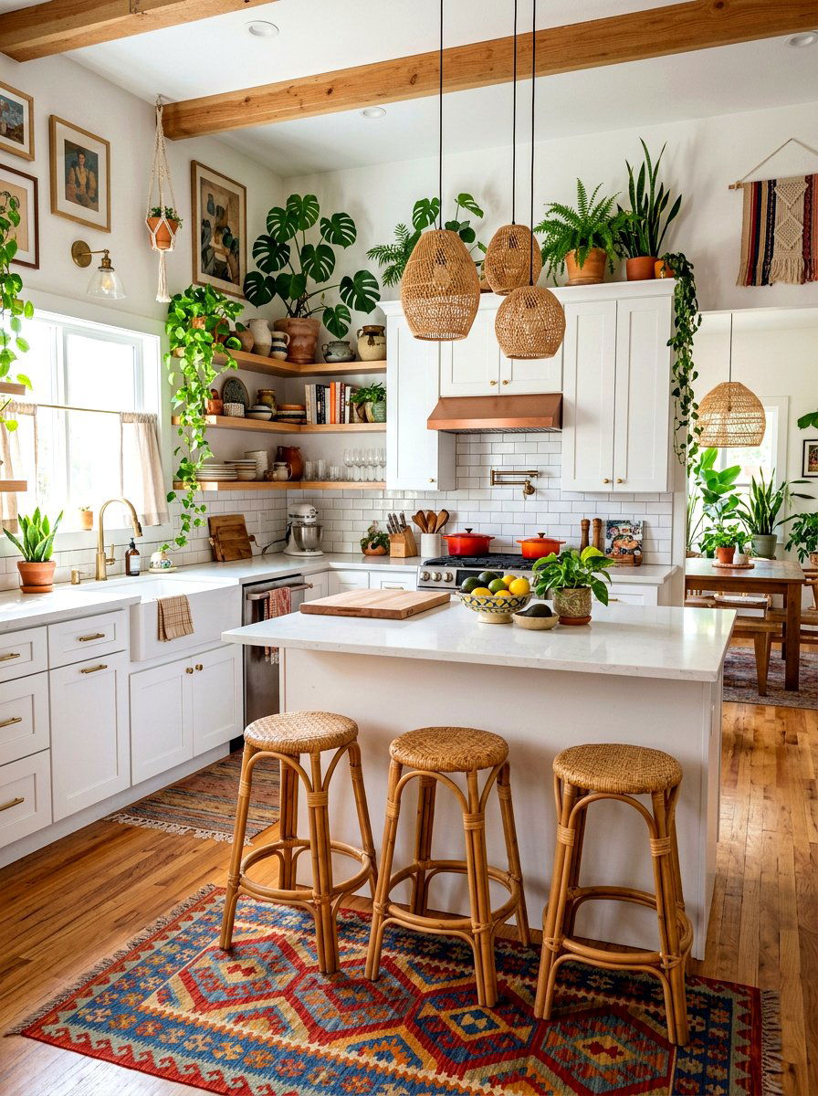 Bohemian White Kitchen - 30 white kitchen ideas