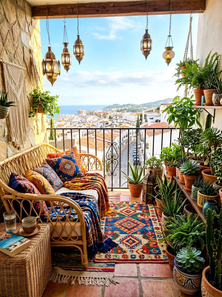Bohemian Wicker Balcony Decor - 30 wicker patio furniture ideas