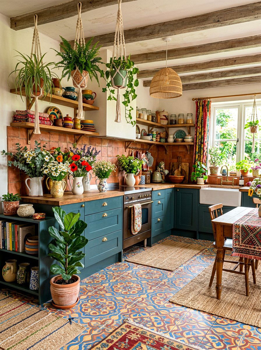 Bohemian Wildflower Kitchen - 30 flower market kitchen ideas