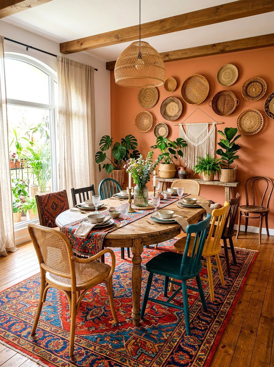 Bohemian Wood Oval Dining Table - 30 oval dining table ideas