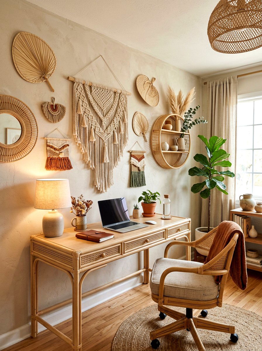 Bohemian Woven Art - 30 art wall office ideas