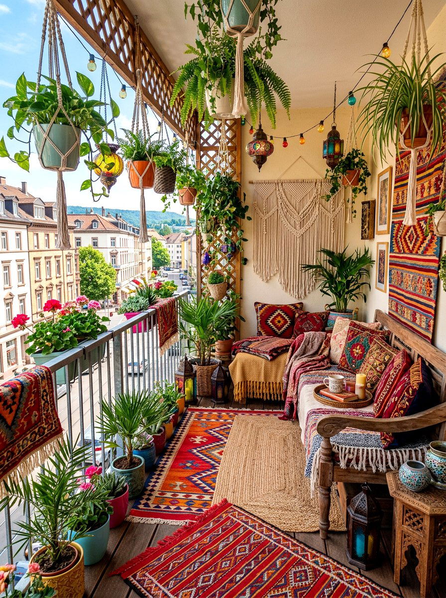 Bohemian balcony decor - 30 city terrace decor ideas