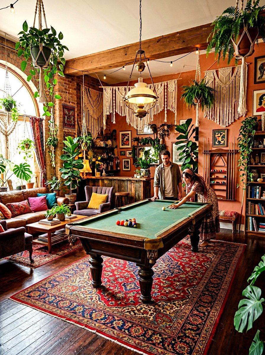 Bohemian billiards space - 30 billiards room ideas