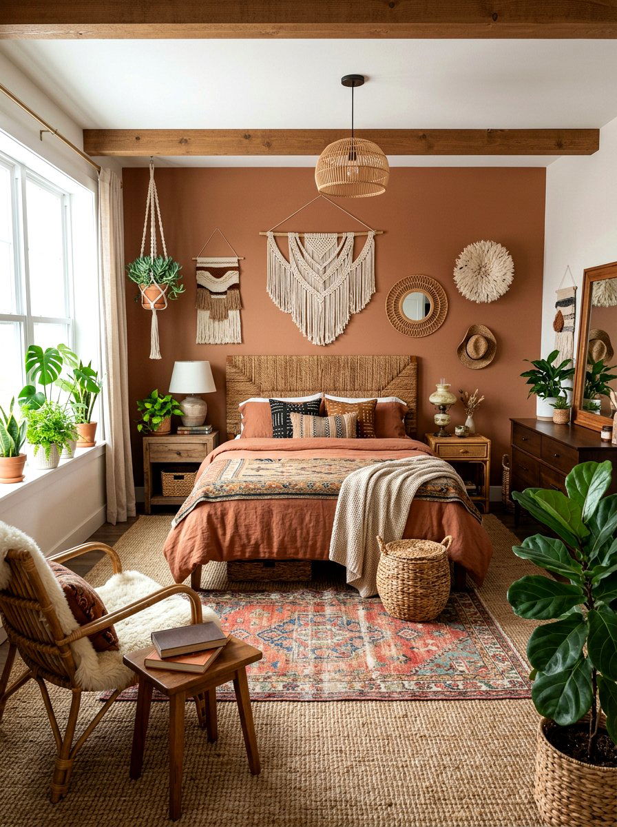 Bohemian brown bedroom - 30 chocolate bedroom ideas