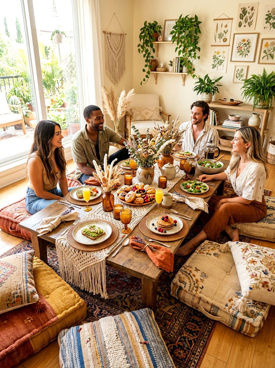 Bohemian chic brunch table - 30 elegant brunch table ideas