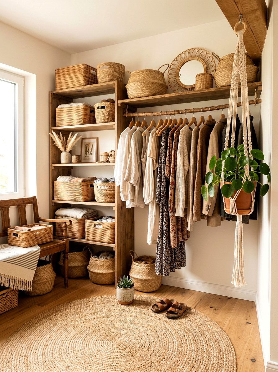 Bohemian closet decor - 30 small walk in closet ideas