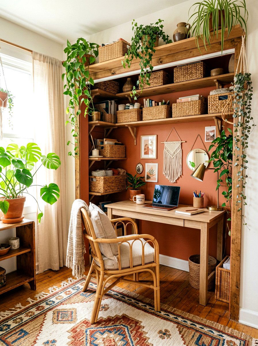 Bohemian closet desk - 30 desk in closet ideas aesthetic
