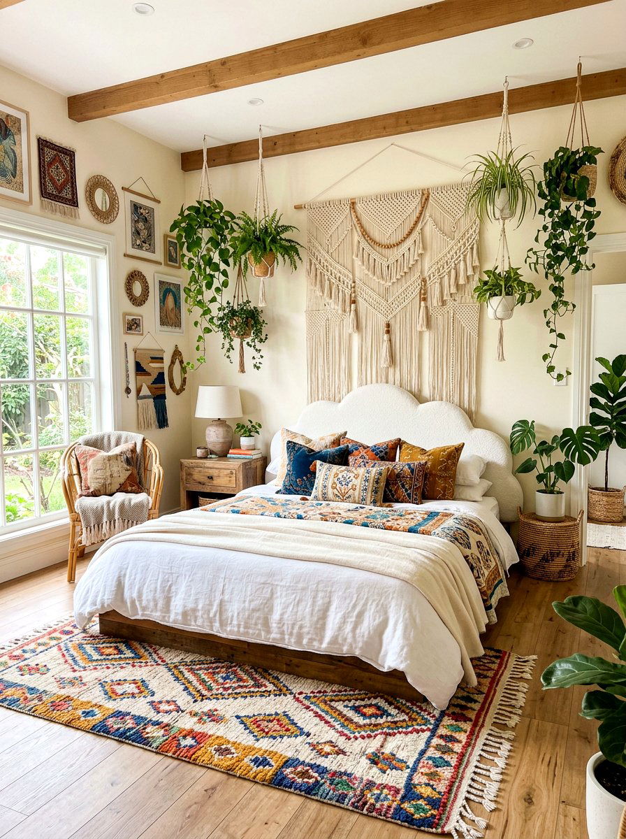 Bohemian cloud bed styling - 30 cloud bed bedroom ideas
