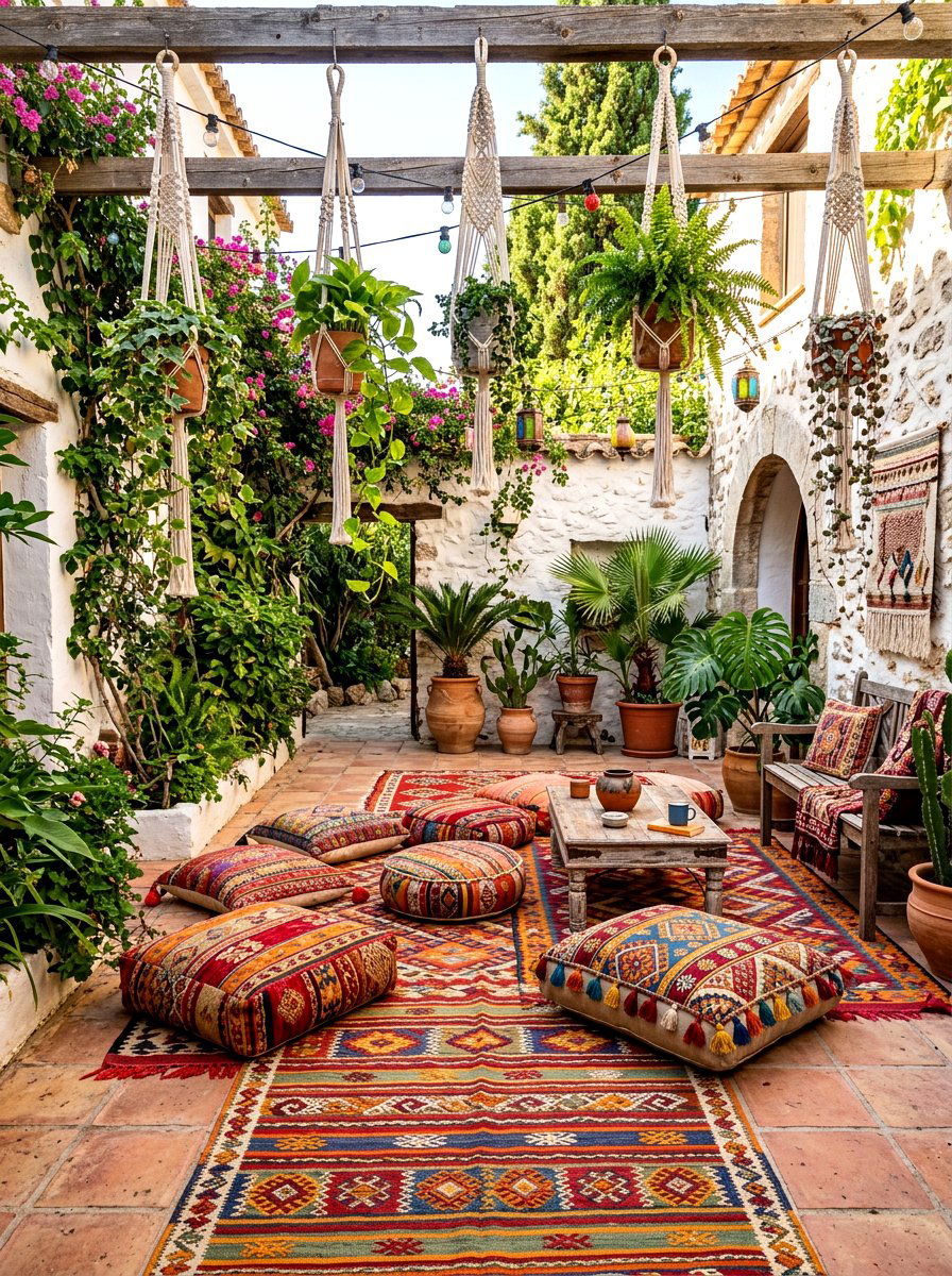 Bohemian courtyard - 30 enclosed courtyard ideas