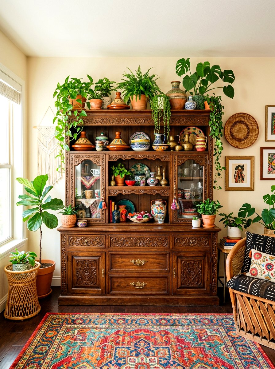 Bohemian decor hutch - 30 statement hutch dining ideas