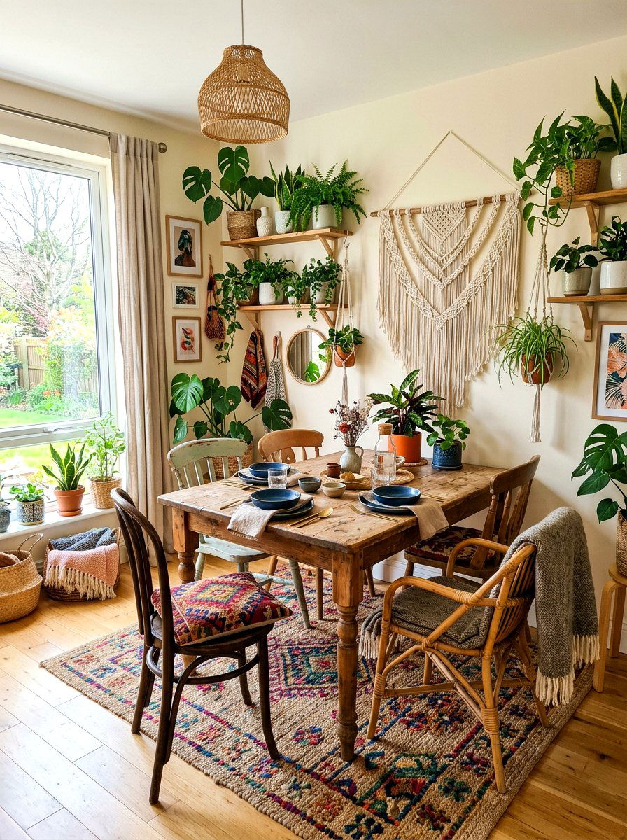 Bohemian dining nook - 30 bright breakfast room ideas
