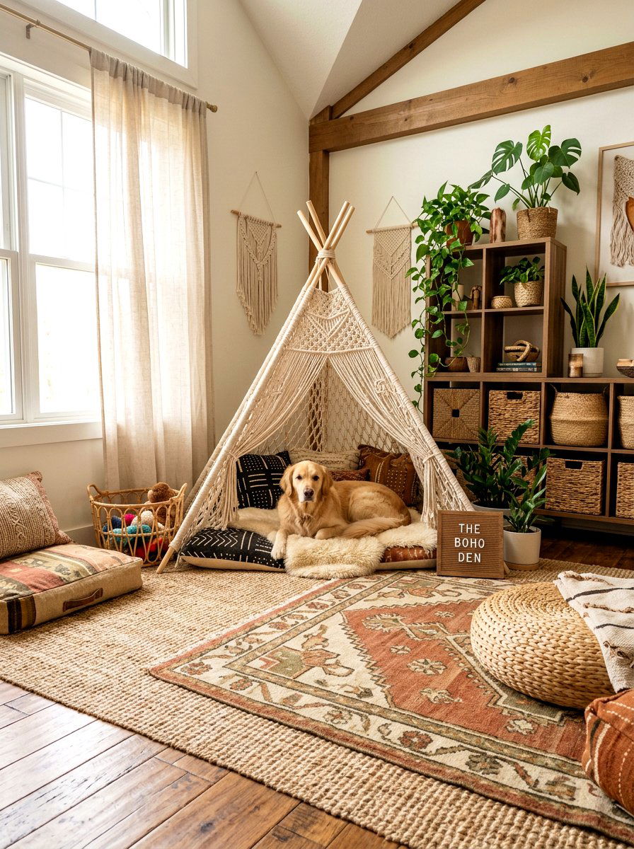 Bohemian dog lounge - 30 pet room ideas