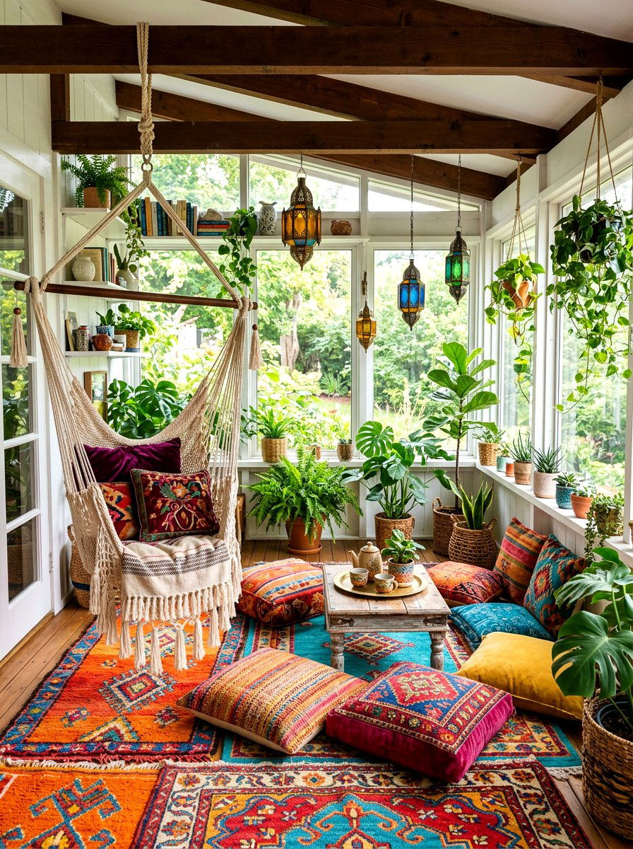Bohemian enclosed porch - 30 enclosed porch ideas