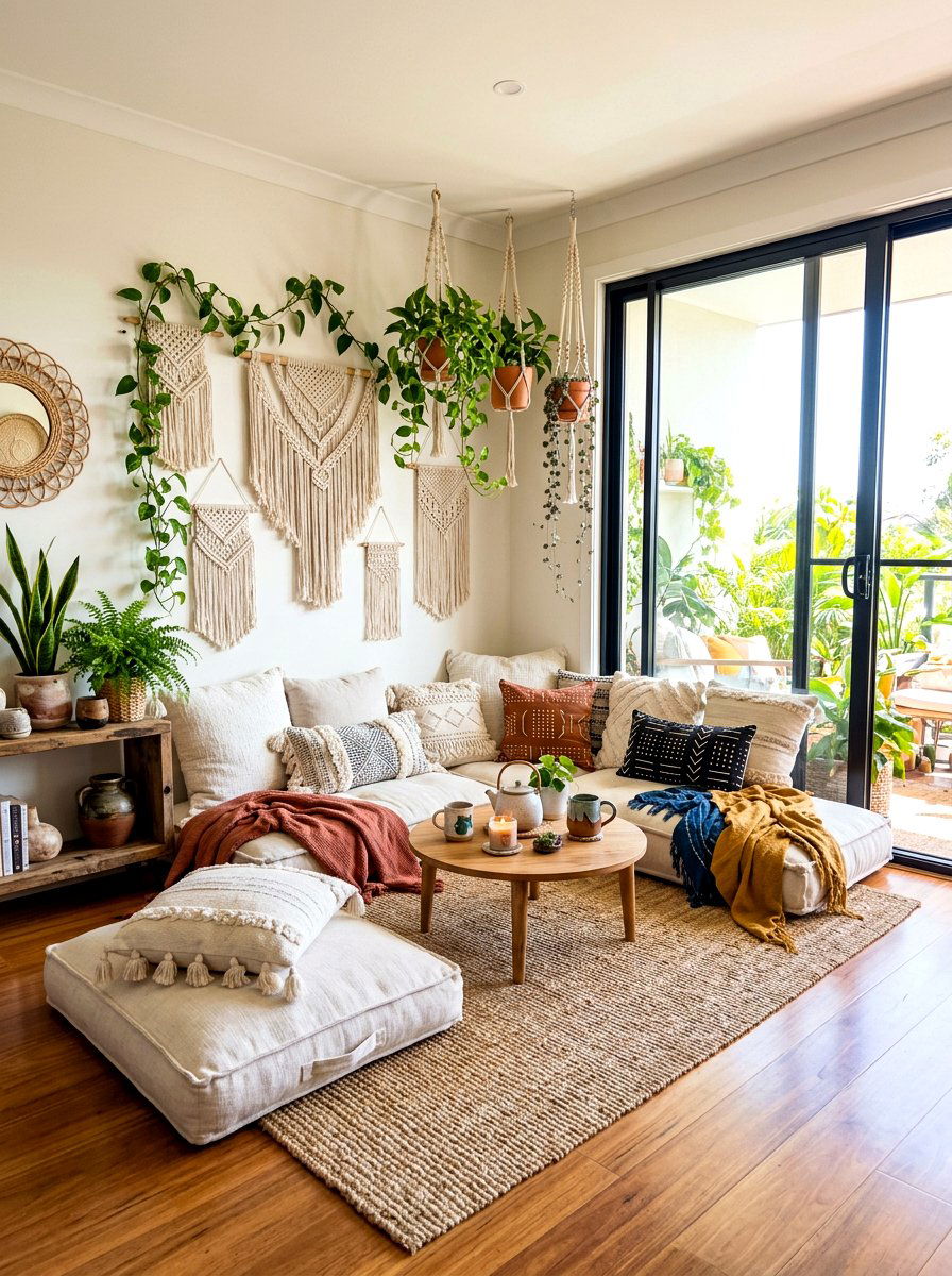 Bohemian floor seating nook - 30 bright reading nook ideas
