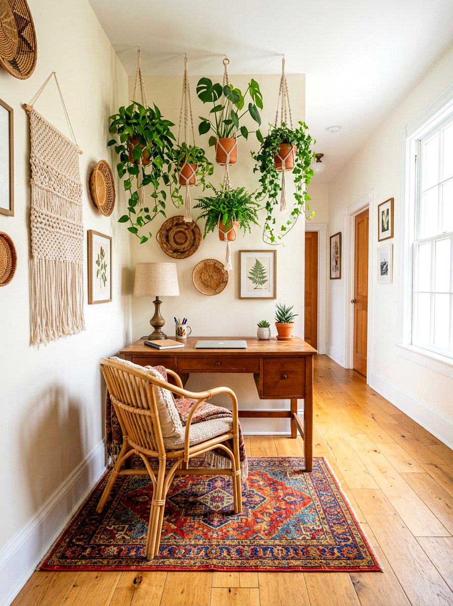 Bohemian hallway office nook - 30 hallway office nook ideas
