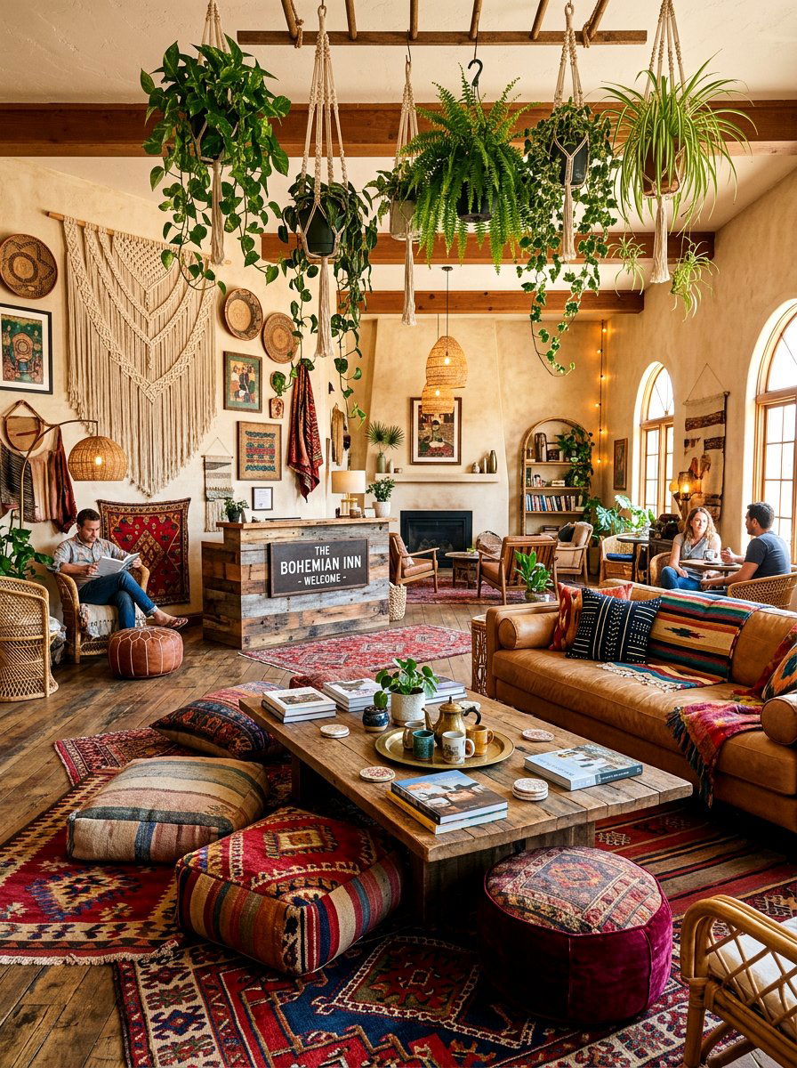 Bohemian hotel lobby concept - 30 hotel lobby living room ideas