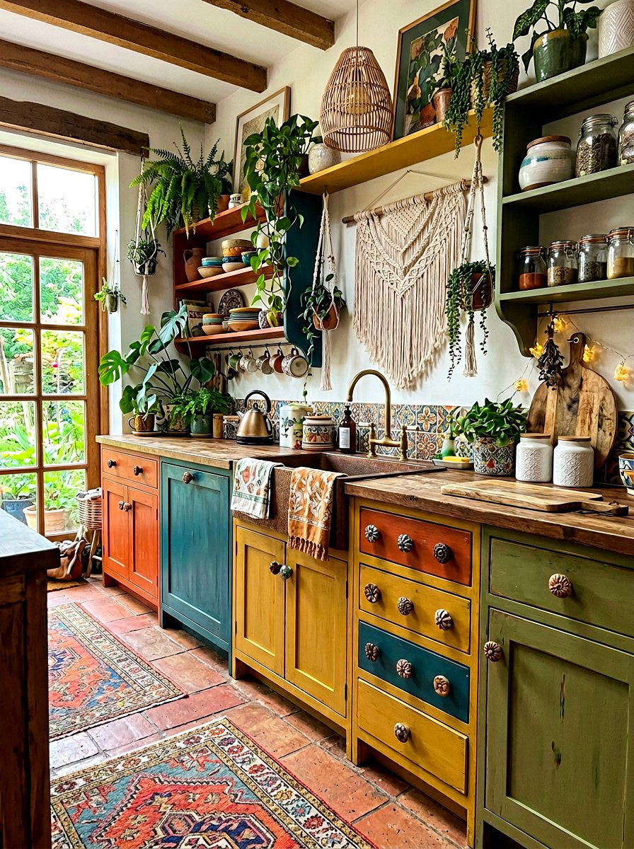 Bohemian kitchen wood knob - 30 wood knob kitchen ideas