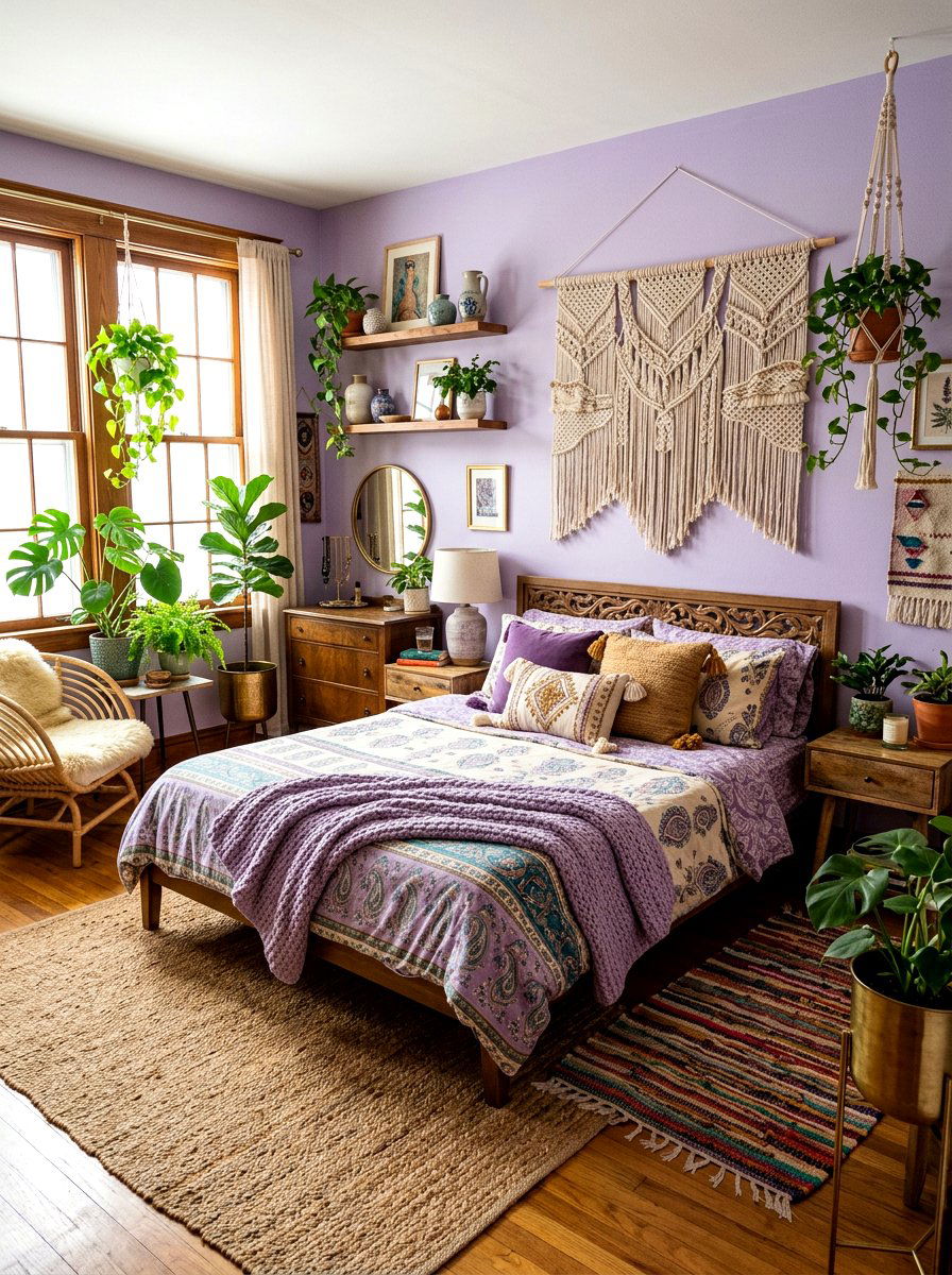 Bohemian lavender bedroom - 30 lavender bedroom ideas