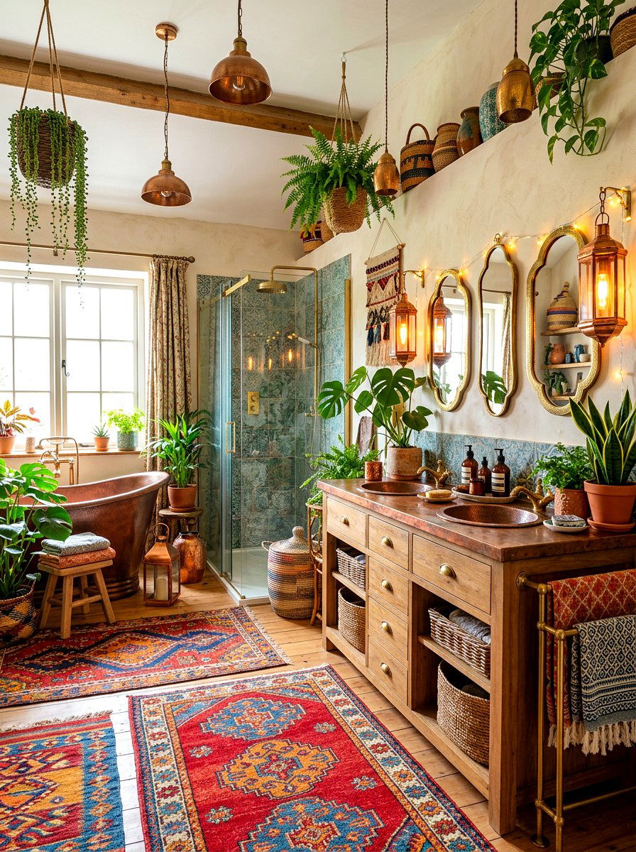 Bohemian mixed metal bathroom - 30 mixed metal bathroom decor ideas